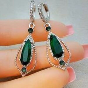 The Emerald Empire  925 Silver Emerald drop Earrings